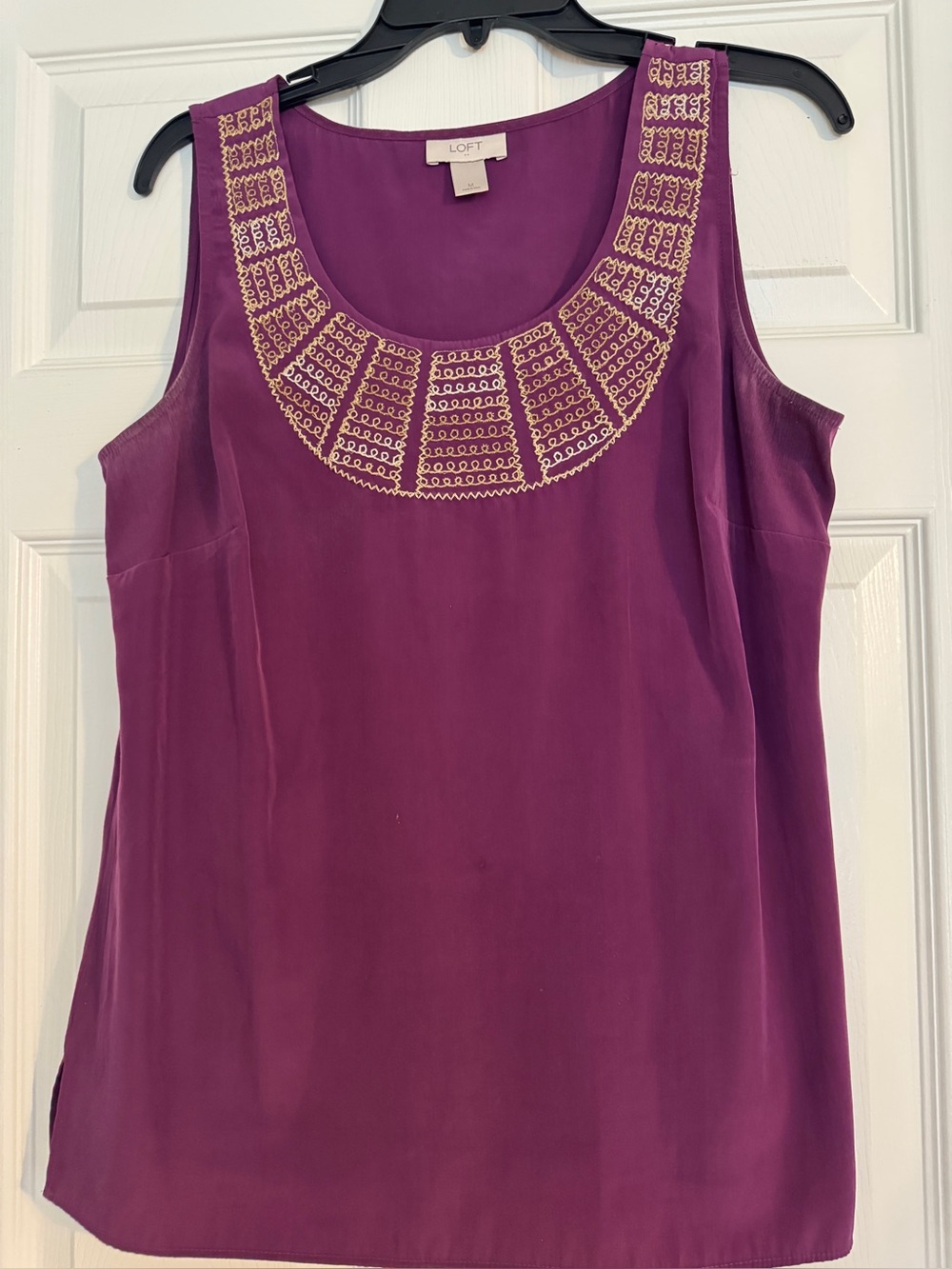 LOFT Purple Embellished Sleeveless Top